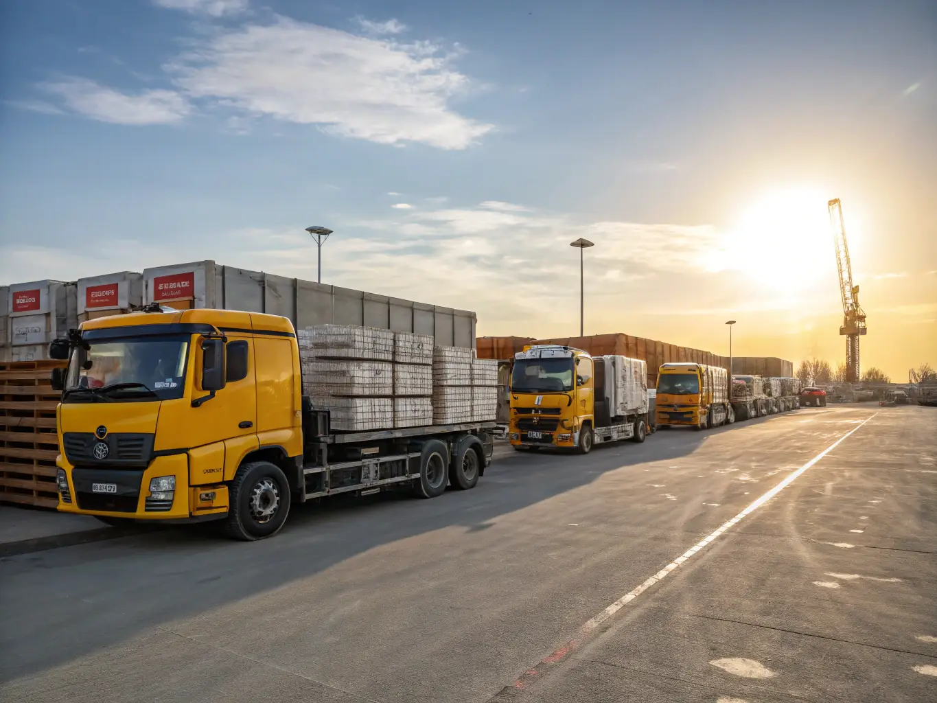 A collage of trucks representing both FTL and LTL shipments, highlighting TransLogistics' versatility in handling different shipment sizes.